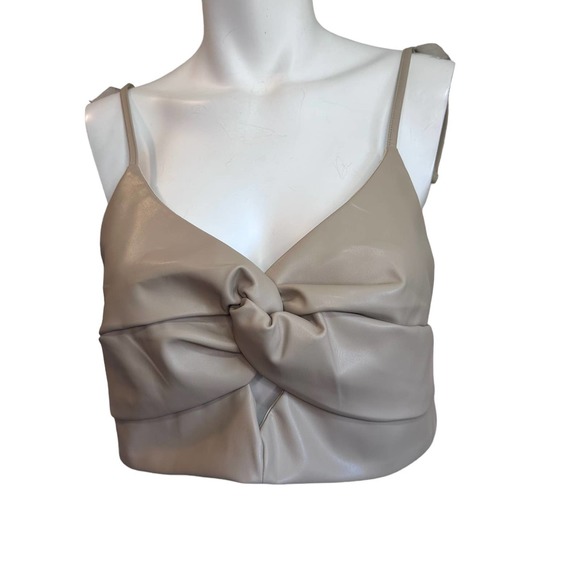 Fashion Nova Beige Faux Leather Bustier Crop Tank Top sz L NWT - Picture 9 of 9